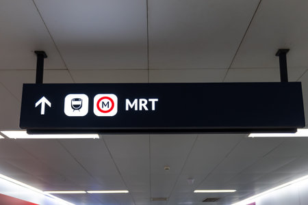 metro station MRT sign for urban public transportation such as subway, underground train