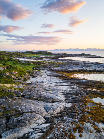Norway natural landscape in the north, Norland, Hamaroy area. Beautiful aerial landscape of Northern...