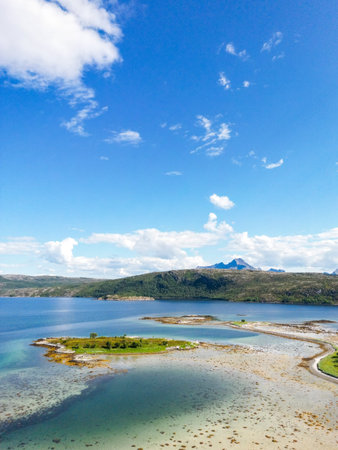 Norway natural landscape in the north, Norland, Hamaroy area. Beautiful aerial landscape of Northern...