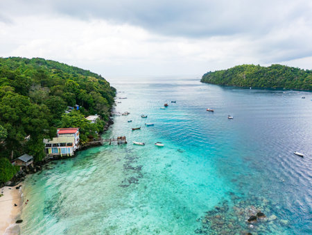 Weh Island, Pulau Weh, sea and beach aerial landscape at Gapang Beach in Aceh, Indonesia