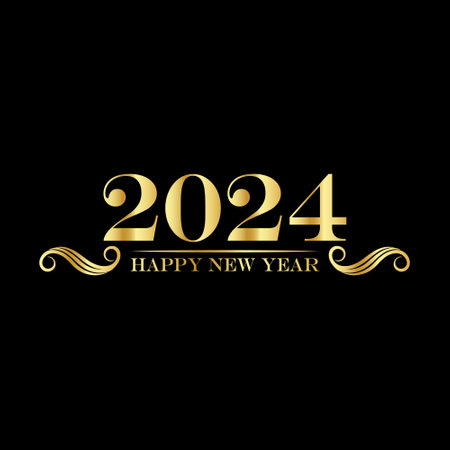 Happy new year 2024 design. Colorful premium vector design for poster, banner, greeting and new year 2024 celebration.のイラスト素材