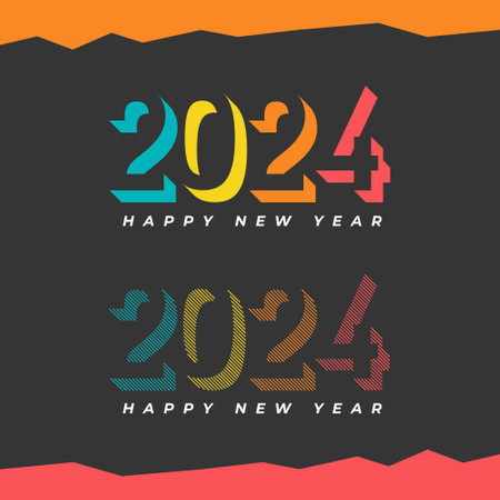 Happy new year 2024 design. Colorful premium vector design for poster, banner, greeting and new year 2024 celebration.のイラスト素材
