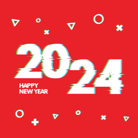Happy new year 2024 design. Colorful premium vector design for poster, banner, greeting and new year 2024 celebration.のイラスト素材