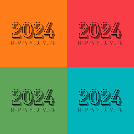 Happy new year 2024 design. Colorful premium vector design for poster, banner, greeting and new year 2024 celebration.のイラスト素材