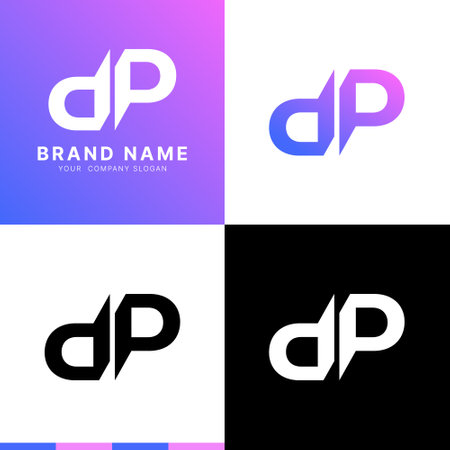 Letter D and P logo design template elements. Abstract vector logo design. Used for Corporate identity and business card.のイラスト素材