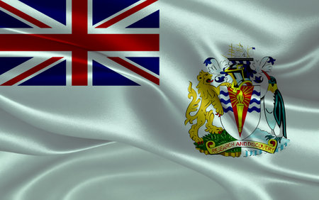 3d waving realistic silk national flag of British Antarctic Territory. Happy national day British Antarctic Territory flag background. close upの写真素材