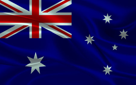 3d waving realistic silk national flag of Australia. Happy national day Australia flag background. close upの写真素材
