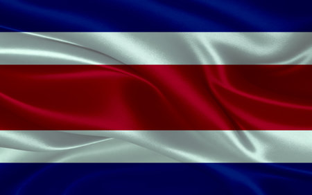 3d waving realistic silk national flag of Costa Rica. Happy national day Costa Rica flag background. close upの写真素材
