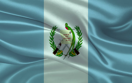 3d waving realistic silk national flag of Guatemala. Happy national day Guatemala flag background. close upの写真素材