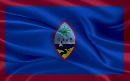 3d waving realistic silk national flag of Guam. Happy national day Guam flag background. close upの写真素材
