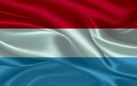 3d waving realistic silk national flag of Luxembourg. Happy national day Luxembourg flag background. close upの写真素材