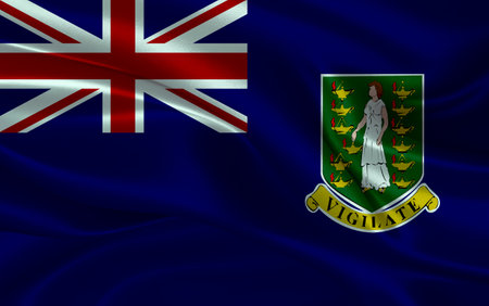 3d waving realistic silk national flag of Virgin Island. Happy national day Virgin Island flag background. close upの写真素材