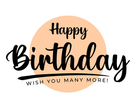 Happy Birthday hand lettering calligraphy text isolated on white backgroundのイラスト素材