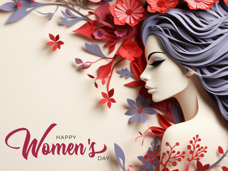 International Happy Women's Day. 8 March. Women's day banner design with copy space. Vector illustrationの素材