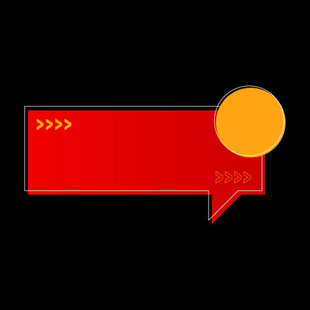 Vector speech bubble. Red color on black background. Isolated.のイラスト素材