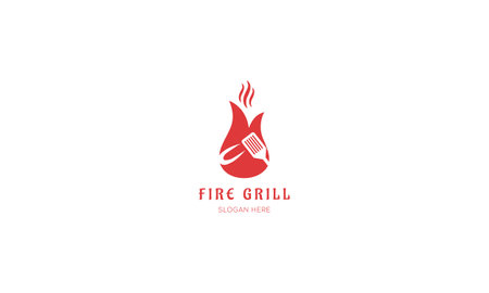 Fire Grill logo Design. Restaurant logo vector Templateのイラスト素材