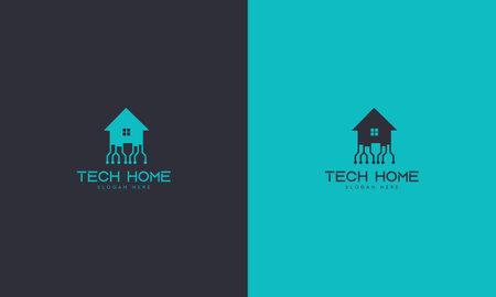 Technology Digital Logo Design Template, Electronic Logo Template Minimal Tech Logoのイラスト素材