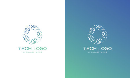 Technology Digital Logo Design Template, Electronic Logo Template Minimal Tech Logoのイラスト素材