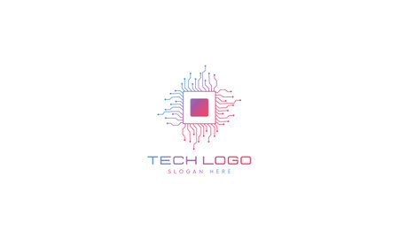 Chip Digital Logo Design Template, Tech, CPU, Chip, Electronic Logo Template Minimal Tech Logoのイラスト素材