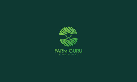 Farm Guru Logo Design Template, Natural, Agriculture, Farming Logo Vector Templateのイラスト素材