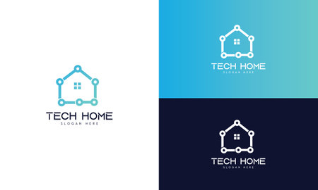 Tech home Digital Logo Design Template, tech house, Logo Template Minimal Tech Logoのイラスト素材