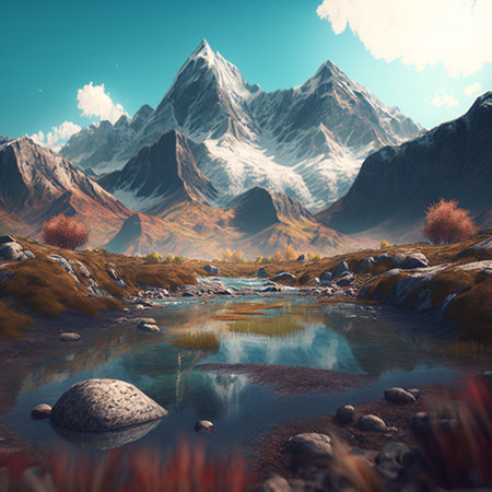 The landscape has a beautiful mountains that will be use for wall art , wallpaper AI.の素材