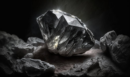 A diamond that is rough in texture has been cut in a coal mine. AIの素材