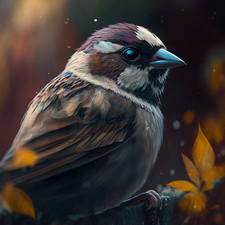 A sparrow perched on a tree branch. AIの素材
