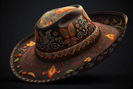 A decorated sombrero hat with patterns. Aiの素材