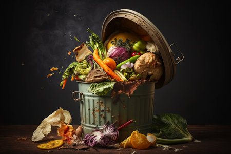 Rotten vegetables thrown away as food waste and loss. Generative Aiの素材