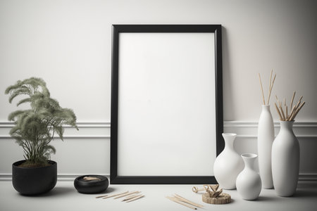 A mockup of a poster frame in Scandinavian style. AIの素材
