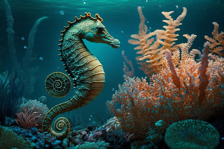 Seahorse of the Underwater World. AIの素材