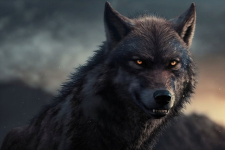 Furious Black Wolf. AIの素材