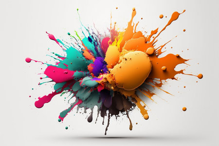 A Burst of Colors on a White Background. AIの素材