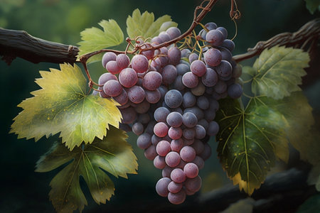Grapes Hanging on a Branch. AIの素材