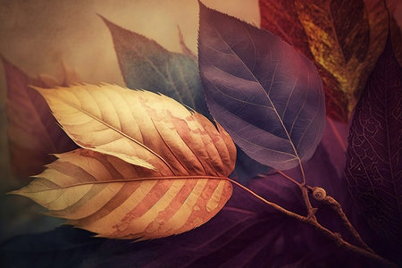 Colors and Textures Highlighted by Soft, Diffused Light and Intricate Details of Fallen Leaves and Branches. AIの素材