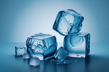 Ice cubes on a blue background. AIの素材