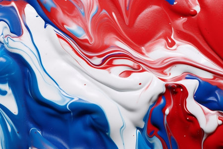 4th of July Banner with Liquid Paint in Red, White, and Blue. AIの素材
