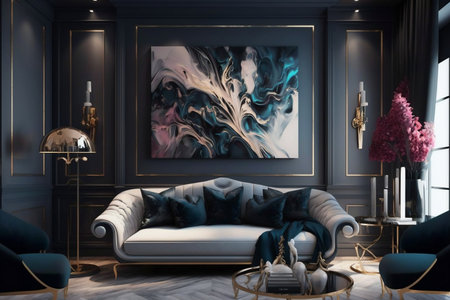 Modern Glamour Style Interior Design. AIの素材