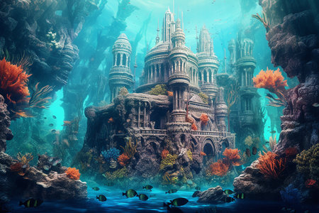 Enchanting Underwater Cityscape Fantasy Generative AIの素材