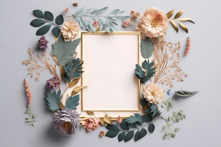 Flower Frame with Blank Space for Text. AIの素材