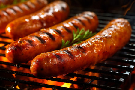 Flame-Grilled Sausages The Ancient Art of Cooking Generative AIの素材