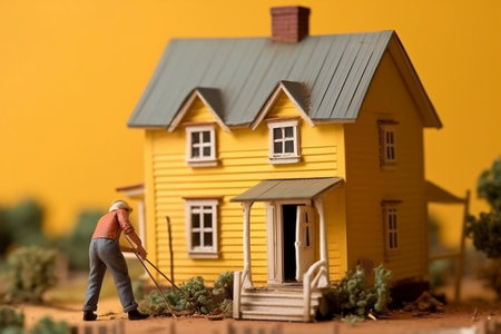 Repairing House: Miniature Workers. AIの素材