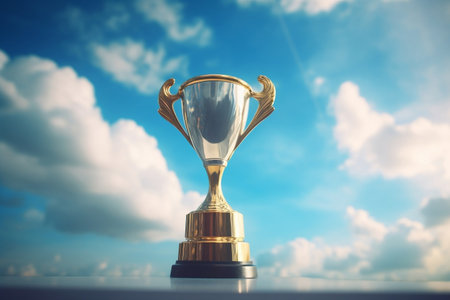 Victory Trophy Against Sky Background. AIの素材