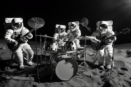 Musical Astronauts on the Lunar Surface. AIの素材