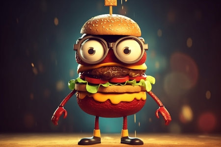 A Spectacled Burger Character. AIの素材