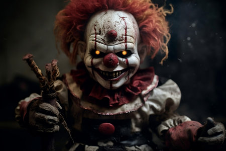 A Sinister Clown Doll with an Unclean Appearance. AIの素材