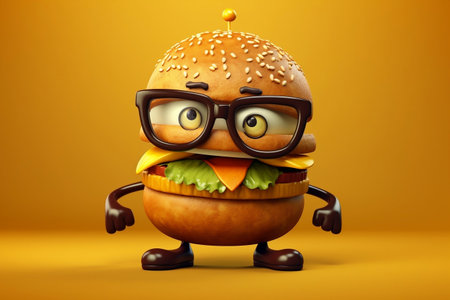 A Spectacled Burger Character. AIの素材