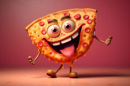 Mischievous pizza cartoon character AIの素材
