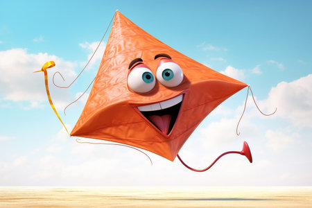 Happy windblown kite character AIの素材